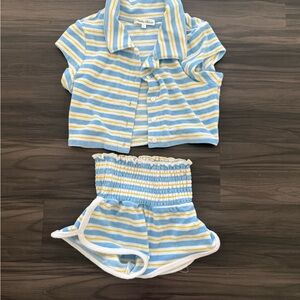 Frankie's Bikinis Blue and Yellow Striped Set